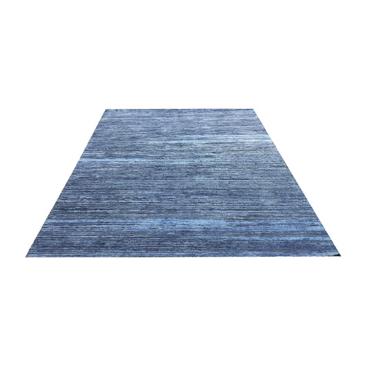 Blue and Grey, Silk and Wool Oxidized Modern Handknotted 7.10x10.1Ft 238x306Cms Area Rug