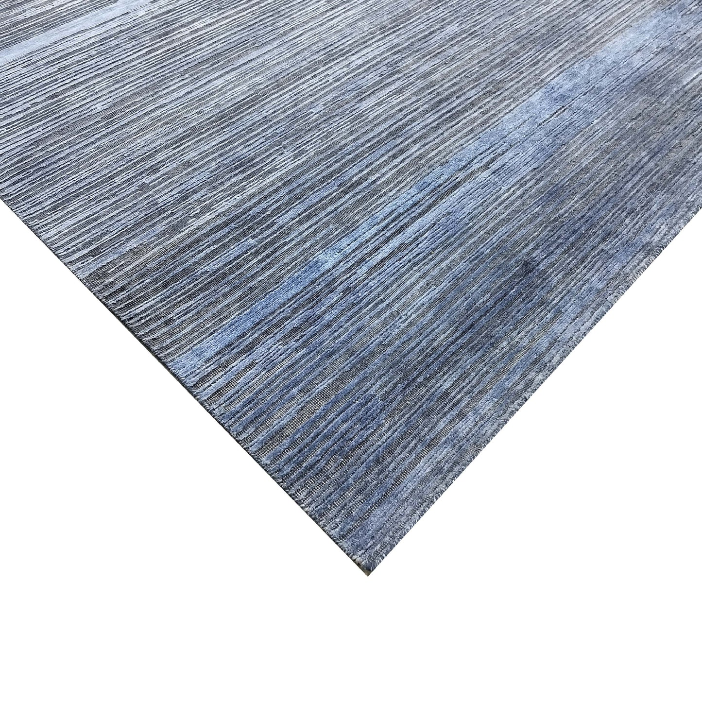 Blue and Grey, Silk and Wool Oxidized Modern Handknotted 7.10x10.1Ft 238x306Cms Area Rug