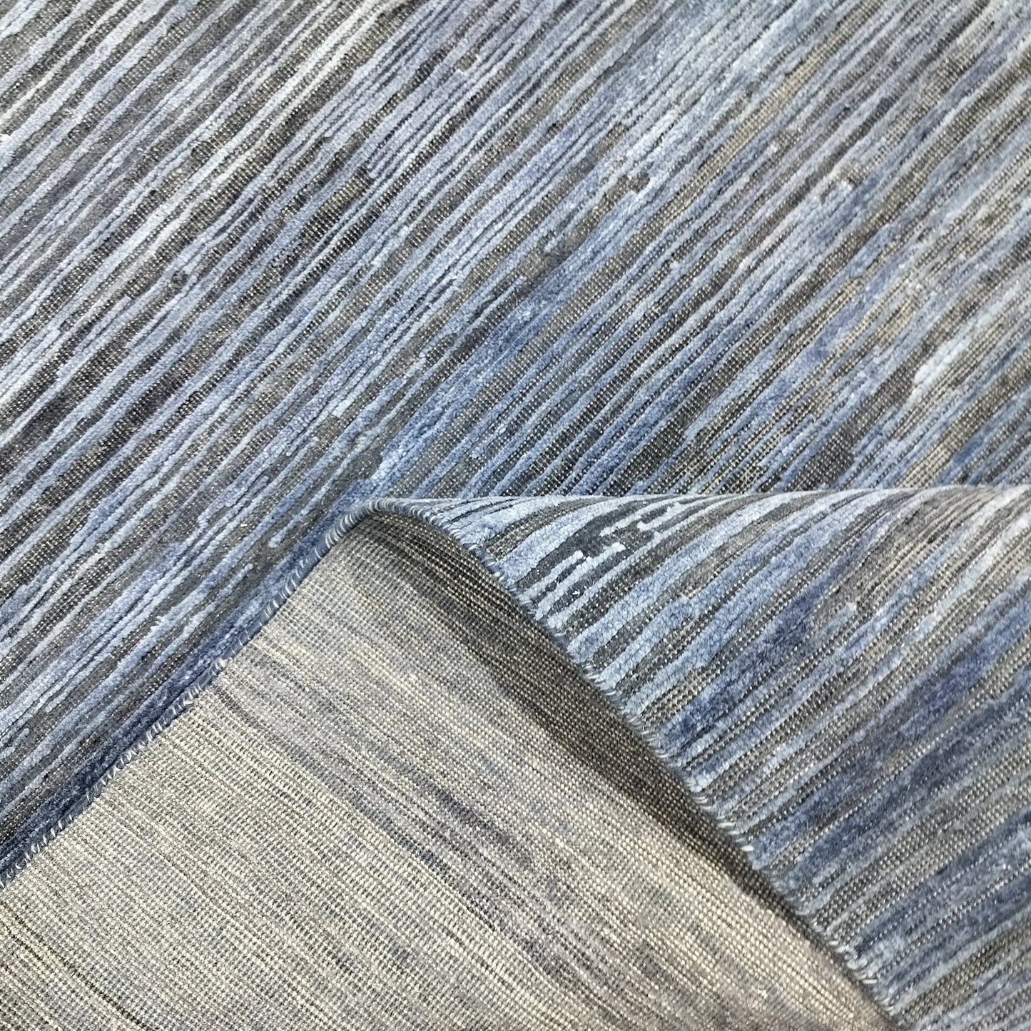 Blue and Grey, Silk and Wool Oxidized Modern Handknotted 7.10x10.1Ft 238x306Cms Area Rug