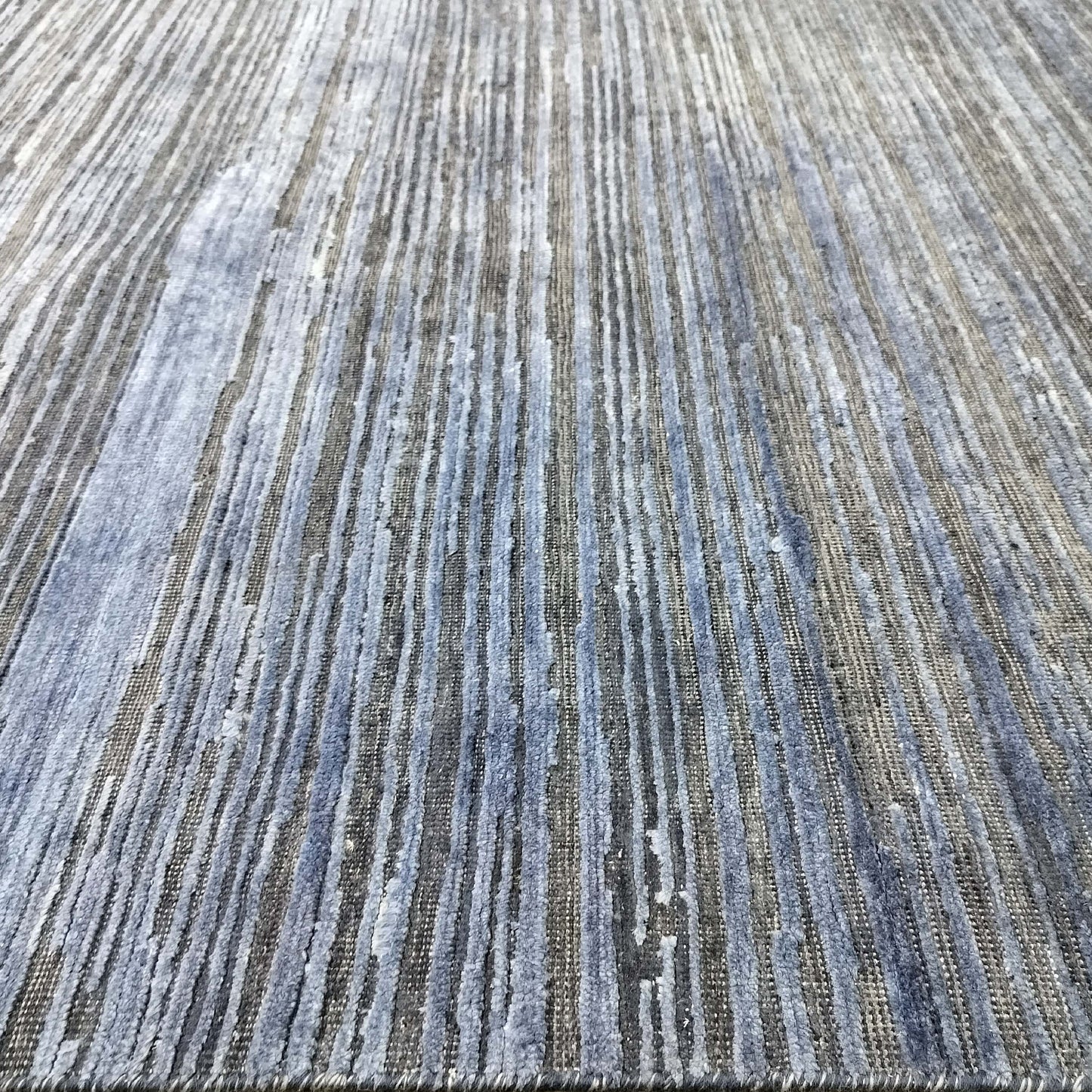 Blue and Grey, Silk and Wool Oxidized Modern Handknotted 7.10x10.1Ft 238x306Cms Area Rug