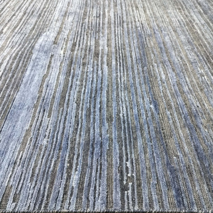 Blue and Grey, Silk and Wool Oxidized Modern Handknotted 7.10x10.1Ft 238x306Cms Area Rug