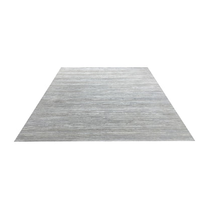 Beige Blue, Silk Wool Modern Textured Handknotted 8.0x9.9Ft 245x298Cms Area Rug