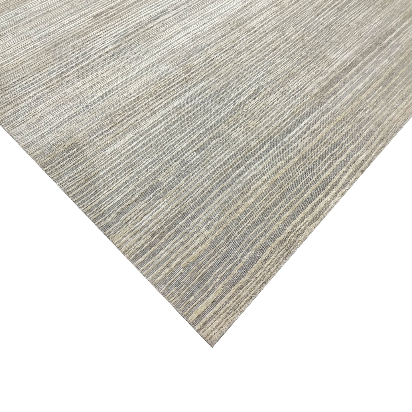 Beige Blue, Silk Wool Modern Textured Handknotted 8.0x9.9Ft 245x298Cms Area Rug