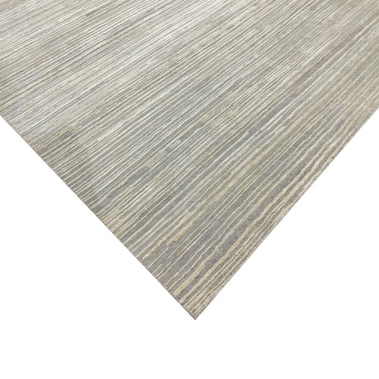 Beige Blue, Silk Wool Modern Textured Handknotted 8.0x9.9Ft 245x298Cms Area Rug