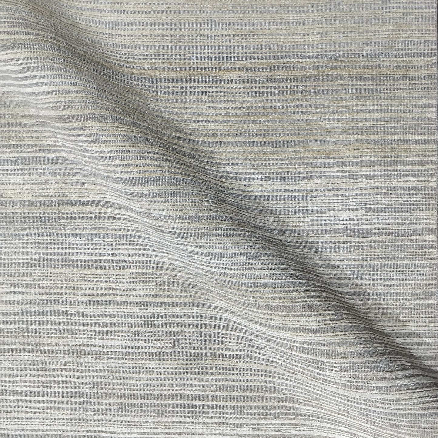 Beige Blue, Silk Wool Modern Textured Handknotted 8.0x9.9Ft 245x298Cms Area Rug