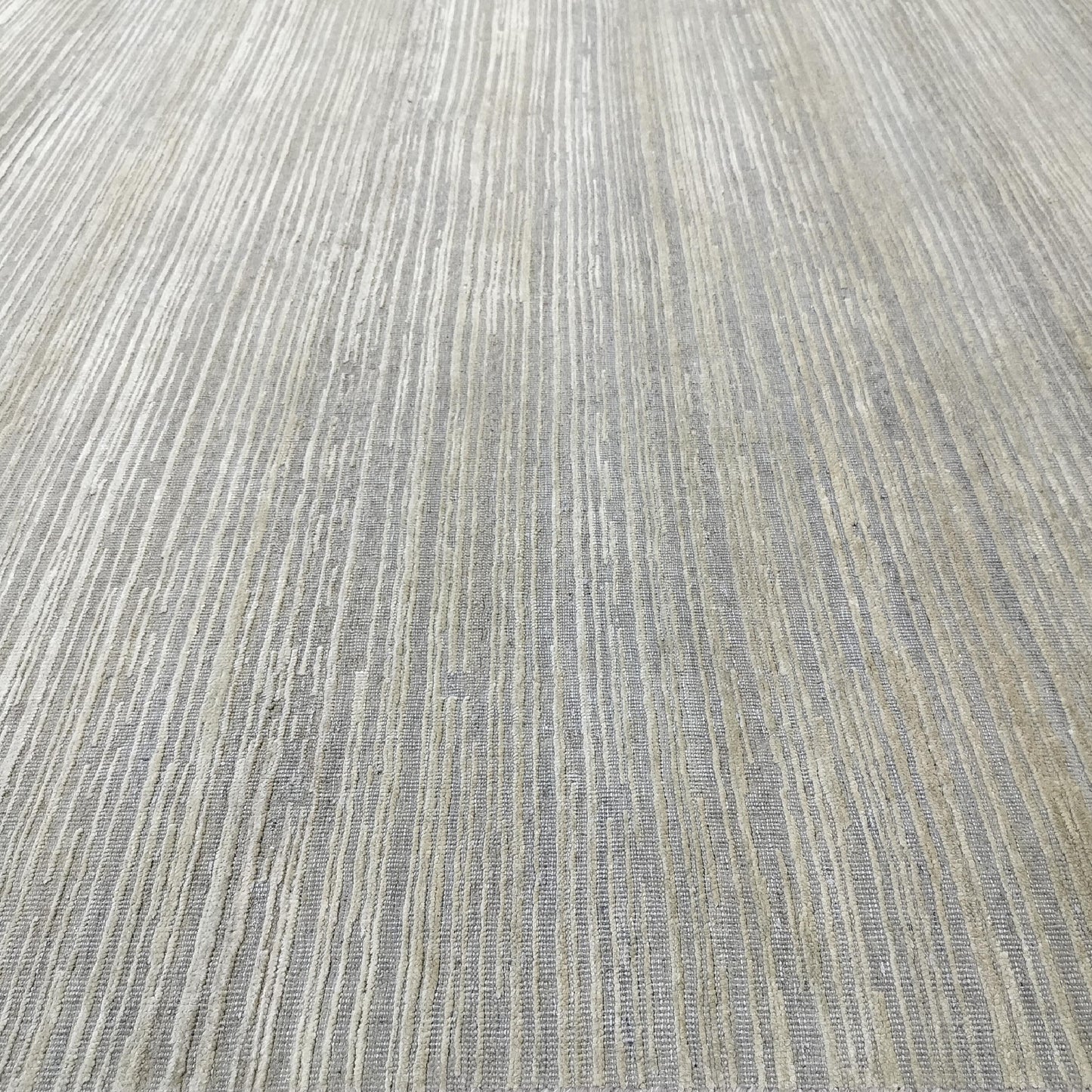 Beige Blue, Silk Wool Modern Textured Handknotted 8.0x9.9Ft 245x298Cms Area Rug