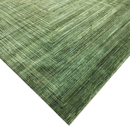 Deep Green, Silk Wool Oxidized Modern Handknotted 9.0x12.0Ft 274x365Cms Area Rug