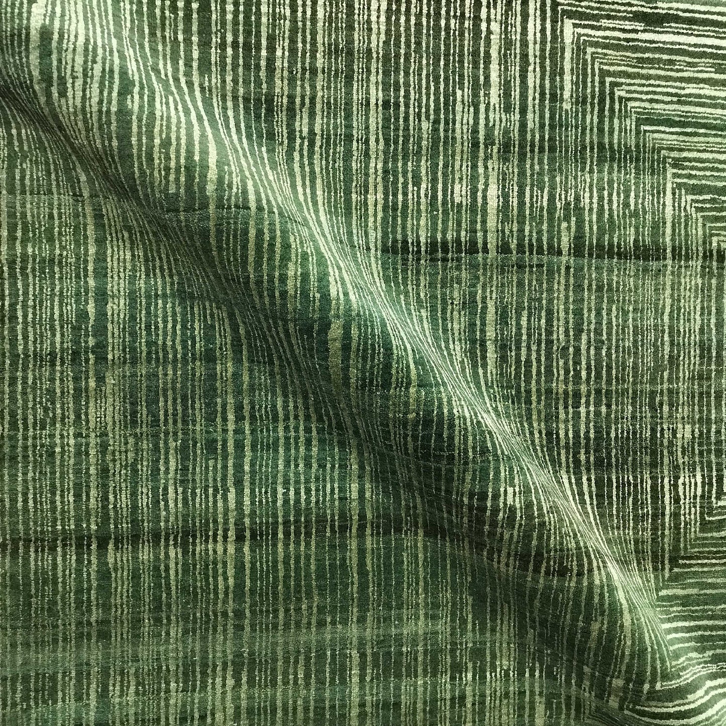 Deep Green, Silk Wool Oxidized Modern Handknotted 9.0x12.0Ft 274x365Cms Area Rug