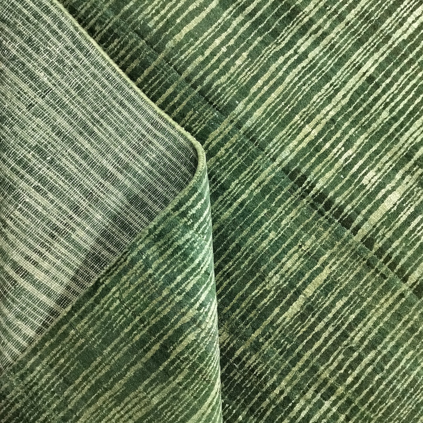 Deep Green, Silk Wool Oxidized Modern Handknotted 9.0x12.0Ft 274x365Cms Area Rug