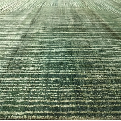 Deep Green, Silk Wool Oxidized Modern Handknotted 9.0x12.0Ft 274x365Cms Area Rug