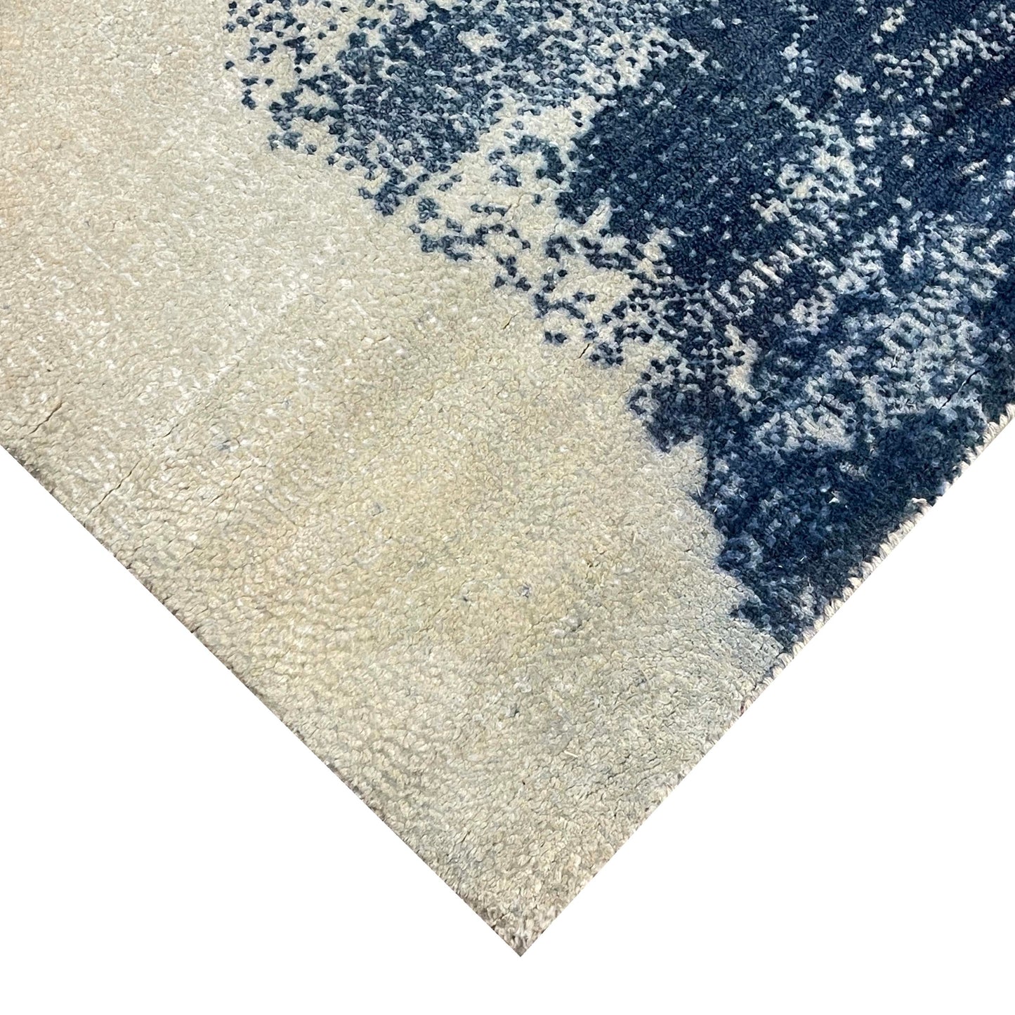 Grey and Blue, Silk Wool Modern Abstract Handknotted 8.11x11.9ft 273x358Cms Area Rug