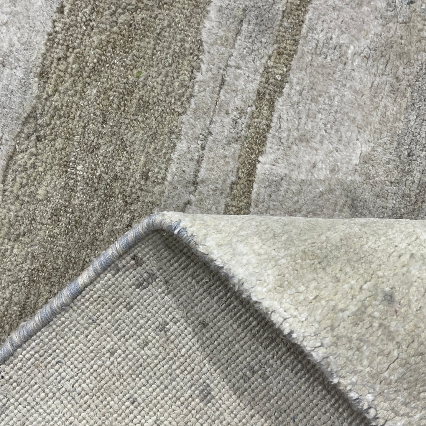 Grey and Blue, Silk Wool Modern Abstract Handknotted 8.11x11.9ft 273x358Cms Area Rug