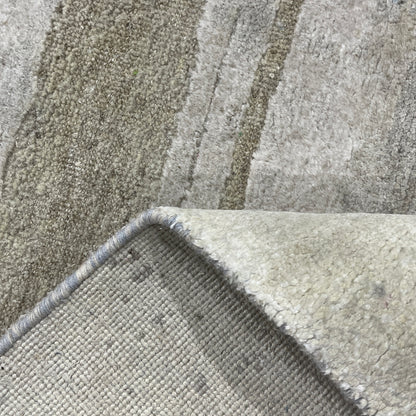 Grey and Blue, Silk Wool Modern Abstract Handknotted 8.11x11.9ft 273x358Cms Area Rug