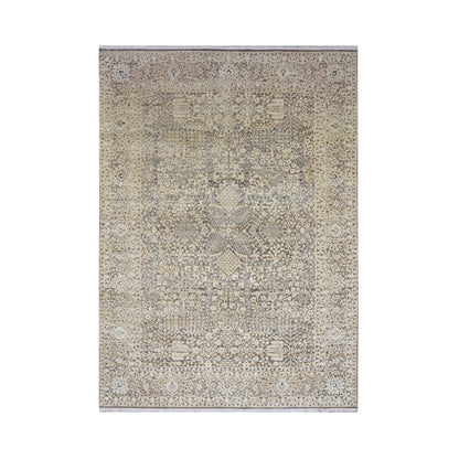 Brown and Beige Silk and Wool Persian Tabriz Traditional Handknotted 8.10x12.0ft 268x366Cms Area Rug