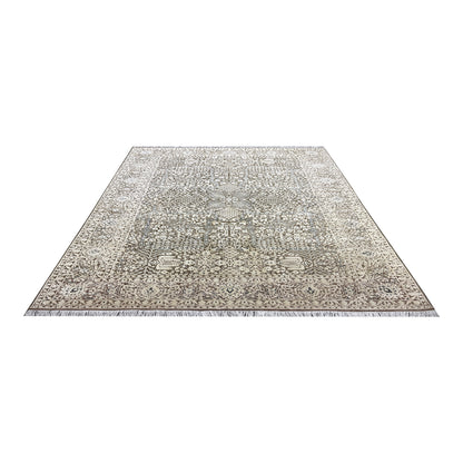 Brown and Beige Silk and Wool Persian Tabriz Traditional Handknotted 8.10x12.0ft 268x366Cms Area Rug