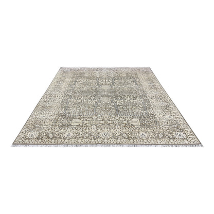 Brown and Beige Silk and Wool Persian Tabriz Traditional Handknotted 8.10x12.0ft 268x366Cms Area Rug