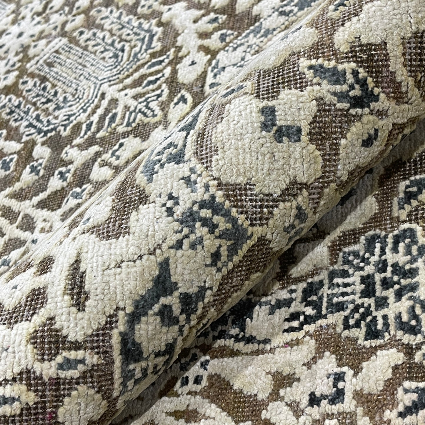 Brown and Beige Silk and Wool Persian Tabriz Traditional Handknotted 8.10x12.0ft 268x366Cms Area Rug