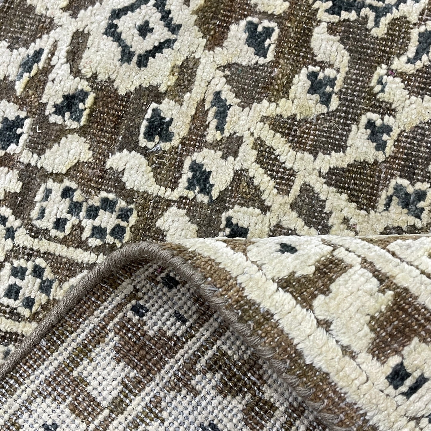 Brown and Beige Silk and Wool Persian Tabriz Traditional Handknotted 8.10x12.0ft 268x366Cms Area Rug