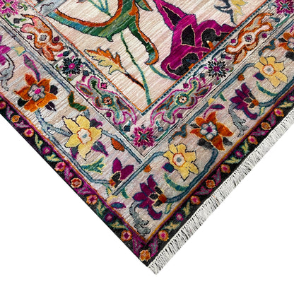 Ivory and Multy, Blended Silk + Sari Silk Transitional Bidzar Handknotted 11.11x14.11ft 362x454Cms Area Rug