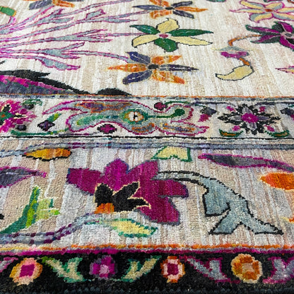 Ivory and Multy, Blended Silk + Sari Silk Transitional Bidzar Handknotted 11.11x14.11ft 362x454Cms Area Rug