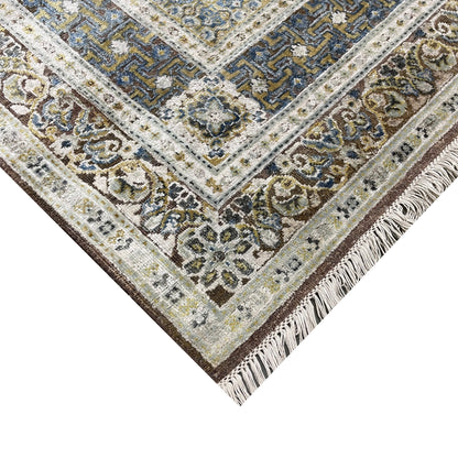 Brown and Gold, Silk Wool Oxidized Traditional Persian Handknotted 9.0x12.2ft 274x371Cms Area Rug
