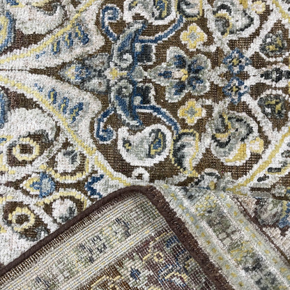 Brown and Gold, Silk Wool Oxidized Traditional Persian Handknotted 9.0x12.2ft 274x371Cms Area Rug