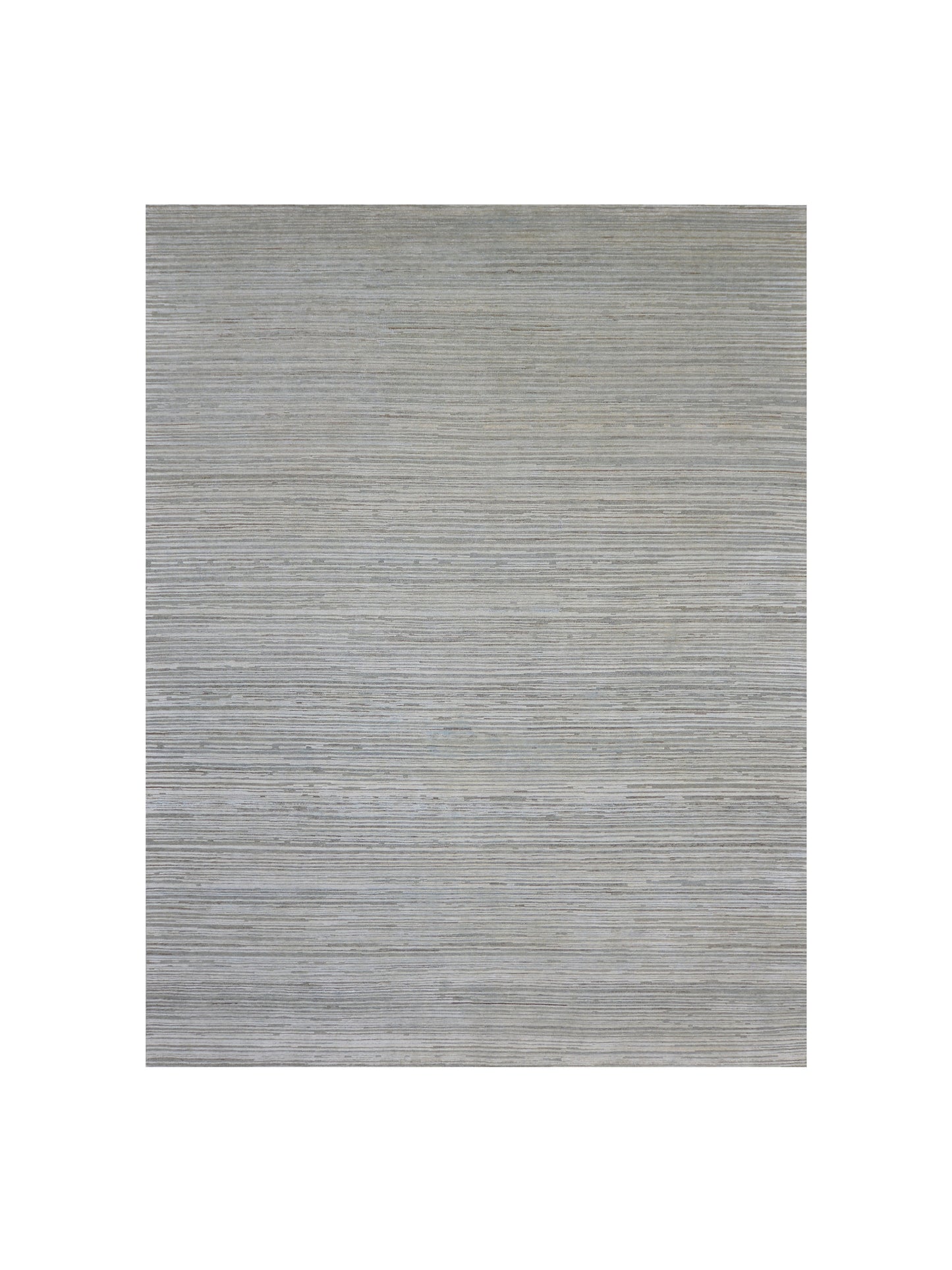 Grey Ivory, Silk Wool Modern Textured Handknotted 8.0x10.6Ft 245x320Cms Area Rug
