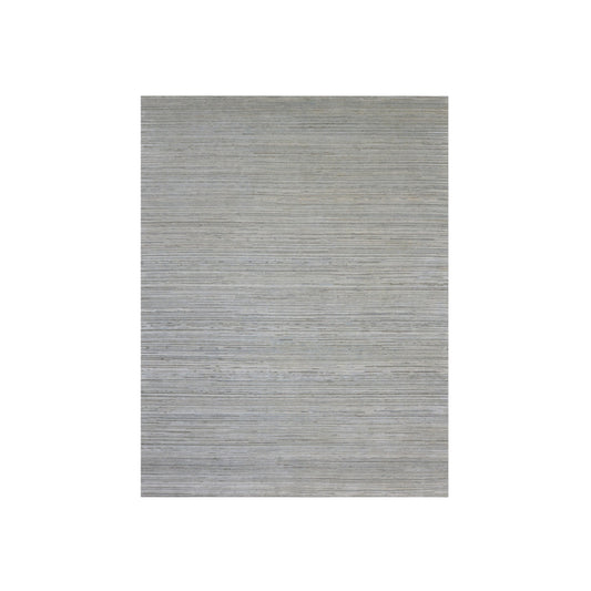 Grey Ivory, Silk Wool Modern Textured Handknotted 8.0x10.6Ft 245x320Cms Area Rug