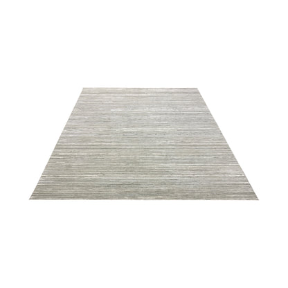 Grey Ivory, Silk Wool Modern Textured Handknotted 8.0x10.6Ft 245x320Cms Area Rug