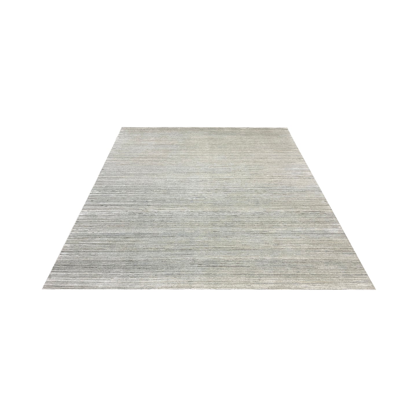 Grey Ivory, Silk Wool Modern Textured Handknotted 8.0x10.6Ft 245x320Cms Area Rug
