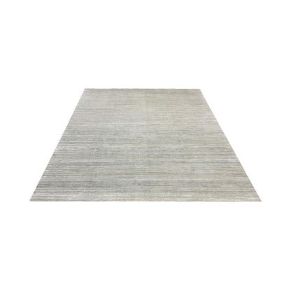 Grey Ivory, Silk Wool Modern Textured Handknotted 8.0x10.6Ft 245x320Cms Area Rug