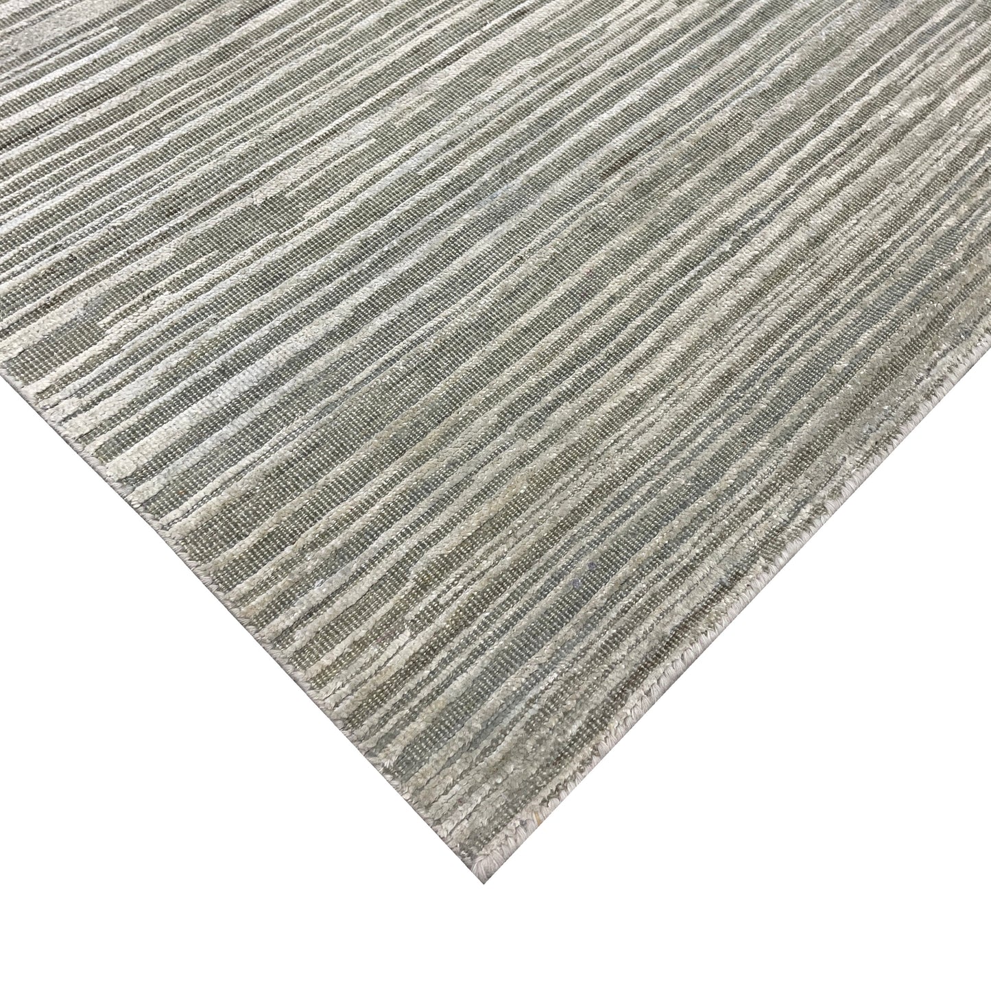 Grey Ivory, Silk Wool Modern Textured Handknotted 8.0x10.6Ft 245x320Cms Area Rug