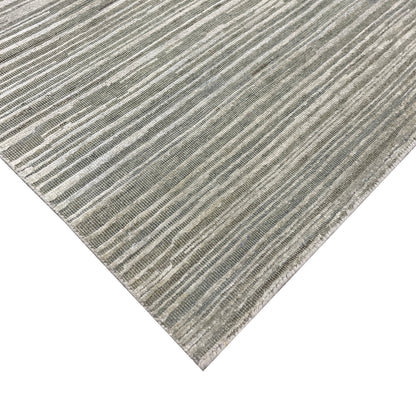 Grey Ivory, Silk Wool Modern Textured Handknotted 8.0x10.6Ft 245x320Cms Area Rug