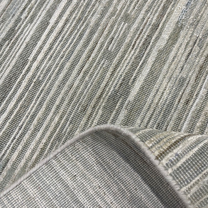 Grey Ivory, Silk Wool Modern Textured Handknotted 8.0x10.6Ft 245x320Cms Area Rug