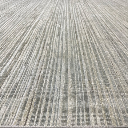 Grey Ivory, Silk Wool Modern Textured Handknotted 8.0x10.6Ft 245x320Cms Area Rug