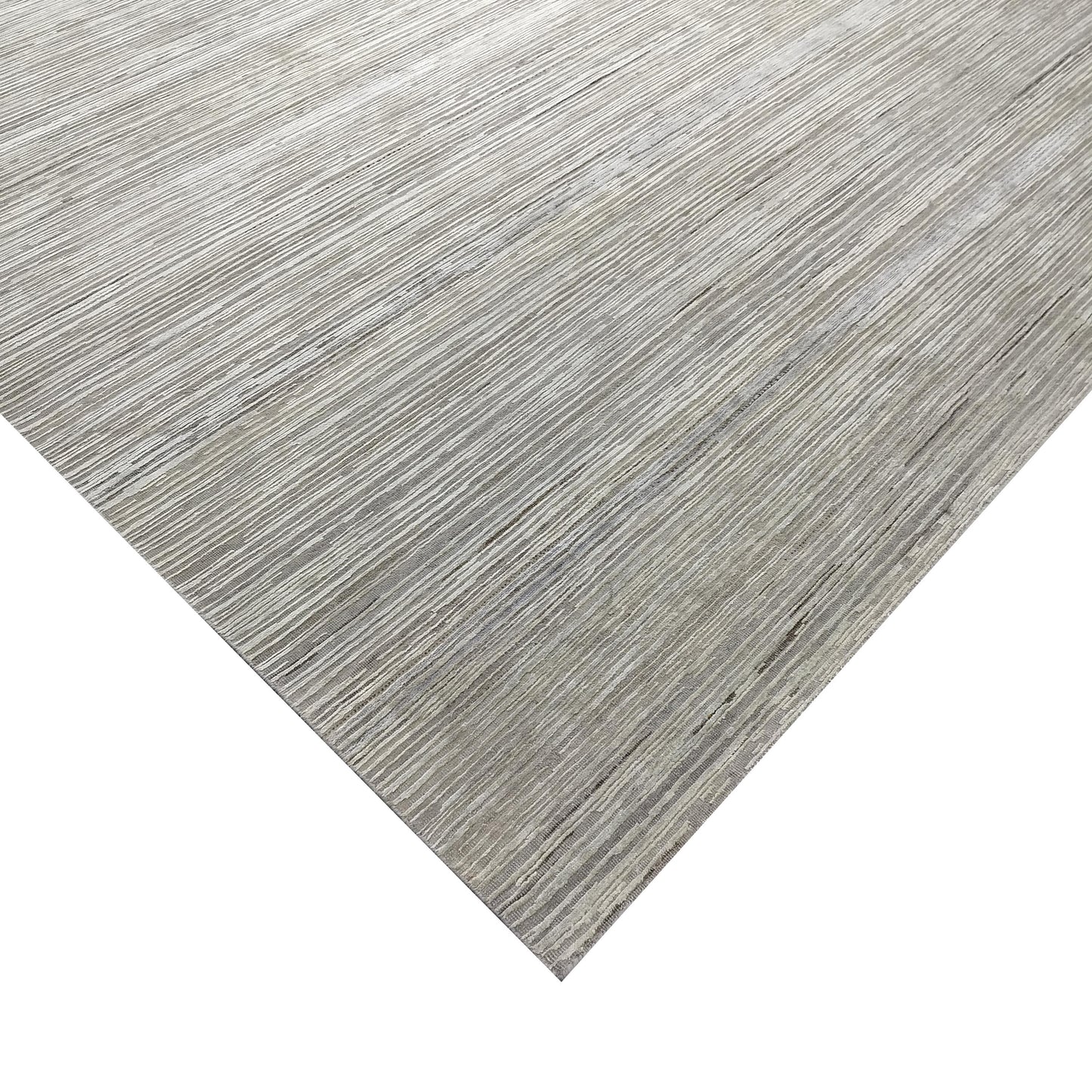 Grey Ivory, Silk Wool Modern Textured Handknotted 8.0x10.6Ft 245x320Cms Area Rug
