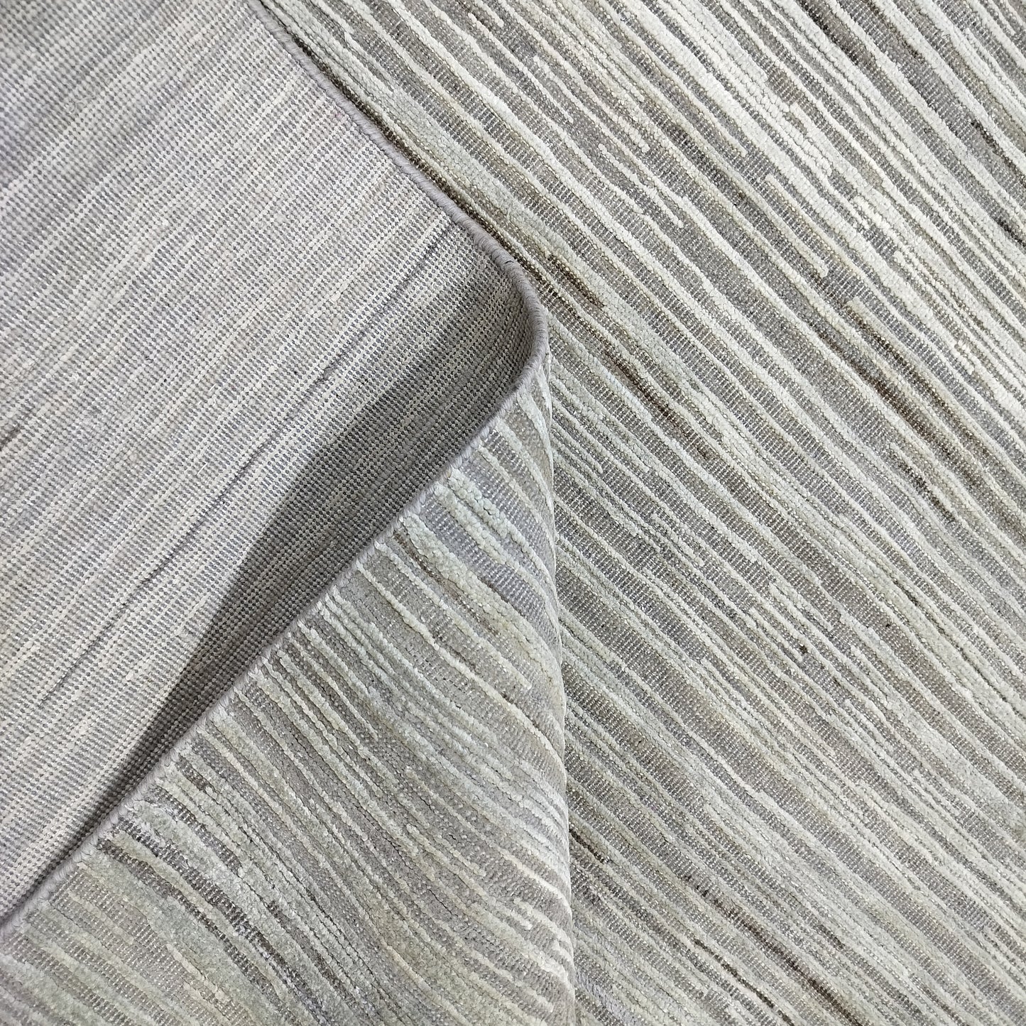 Grey Ivory, Silk Wool Modern Textured Handknotted 8.0x10.6Ft 245x320Cms Area Rug