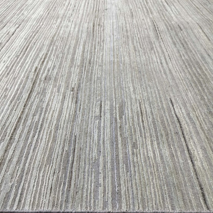 Grey Ivory, Silk Wool Modern Textured Handknotted 8.0x10.6Ft 245x320Cms Area Rug