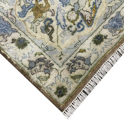 Brown and Blue, Silk Wool Oxidized Traditional Persian Handknotted 11.11x14.10ft 364x451Cms Area Rug