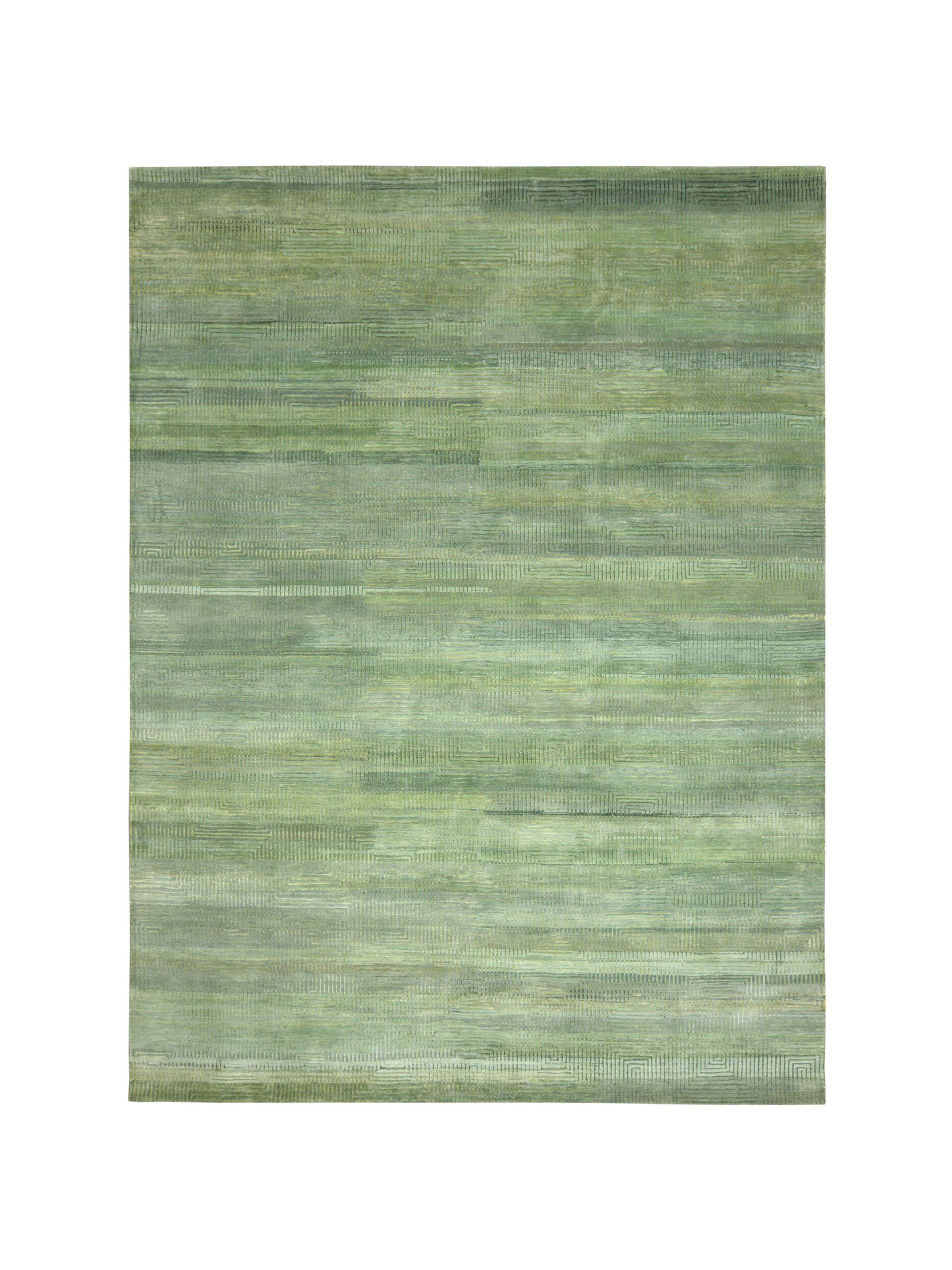 Green Gold, Silk Wool Modern Handknotted 8.11x12.0Ft 271x365Cms Area Rug