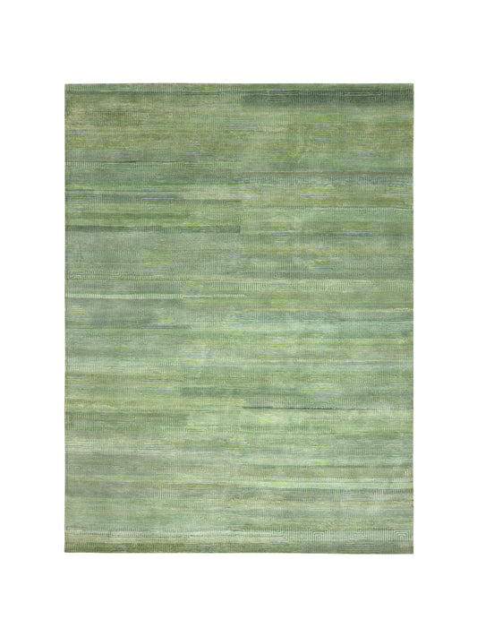 Green Gold, Silk Wool Modern Handknotted 8.11x12.0Ft 271x365Cms Area Rug