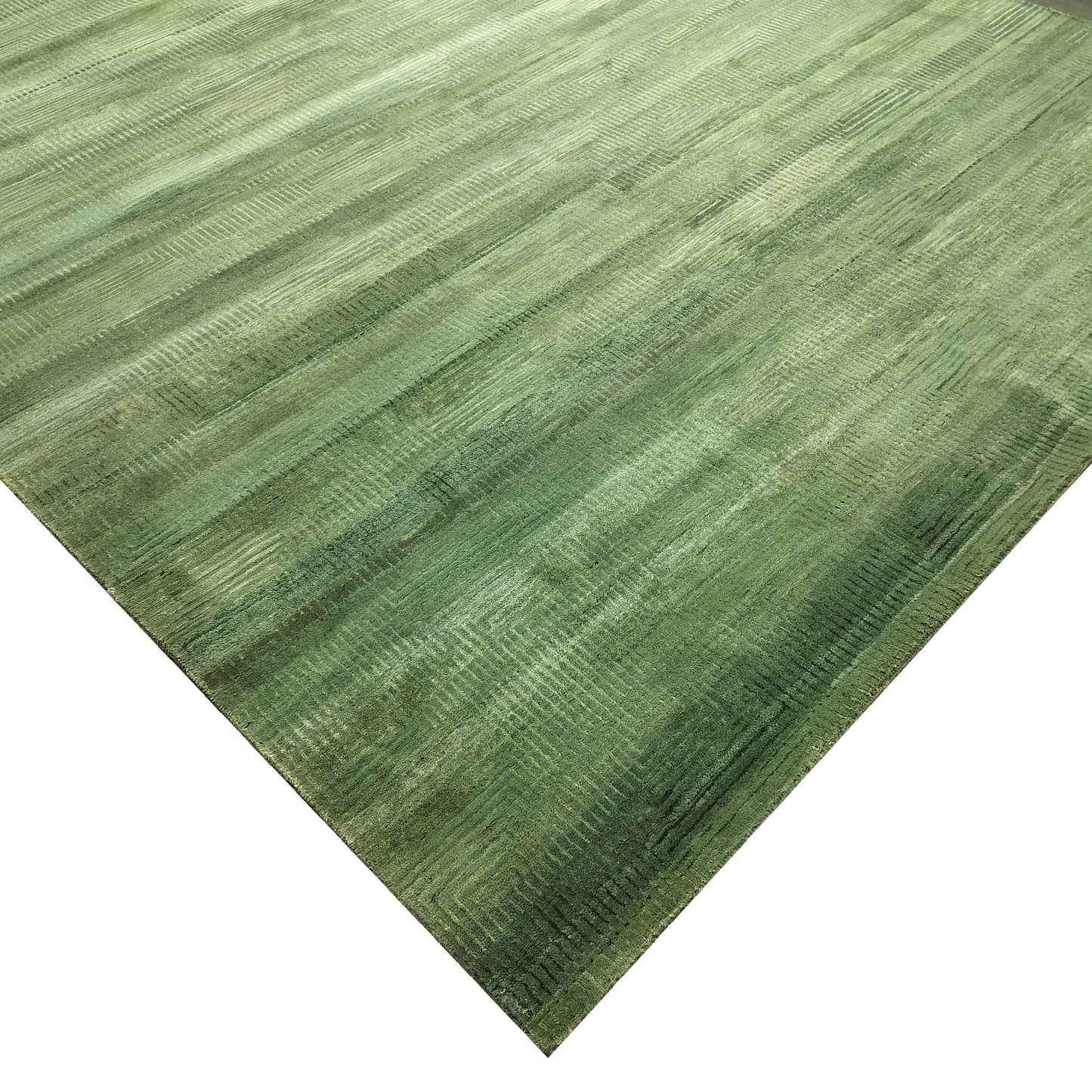 Green Gold, Silk Wool Modern Handknotted 8.11x12.0Ft 271x365Cms Area Rug
