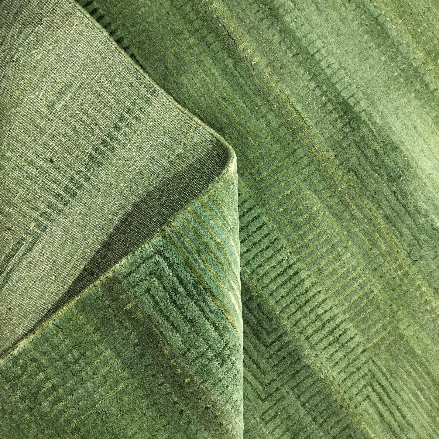 Green Gold, Silk Wool Modern Handknotted 8.11x12.0Ft 271x365Cms Area Rug