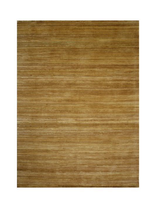 Gold Brown, Silk Wool Regular Modern Textured Handknotted 9.10x14.2Ft 300x431Cms Area Rug