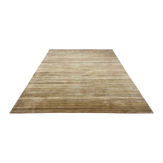 Gold Brown, Silk Wool Regular Modern Textured Handknotted 9.10x14.2Ft 300x431Cms Area Rug