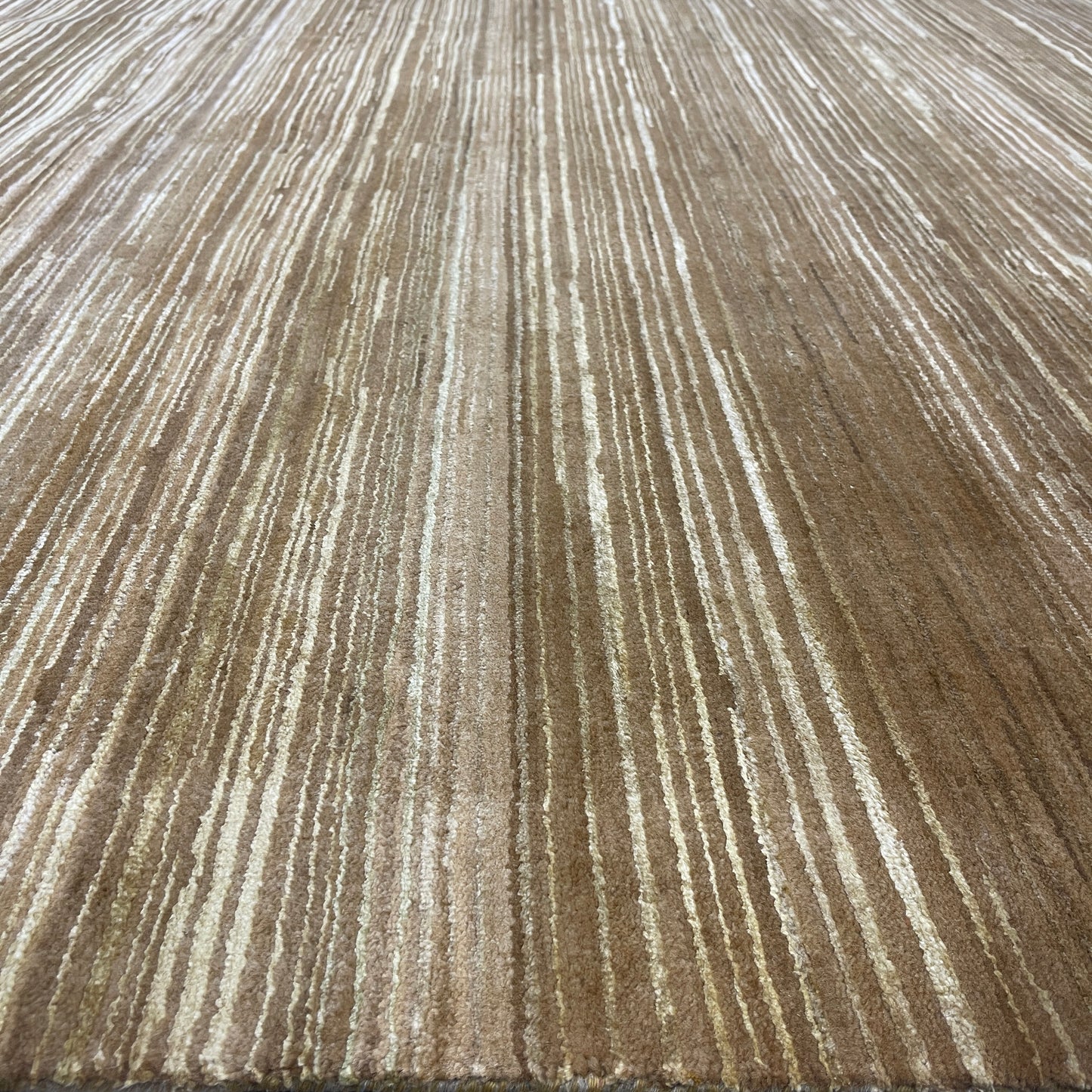 Gold Brown, Silk Wool Regular Modern Textured Handknotted 9.10x14.2Ft 300x431Cms Area Rug