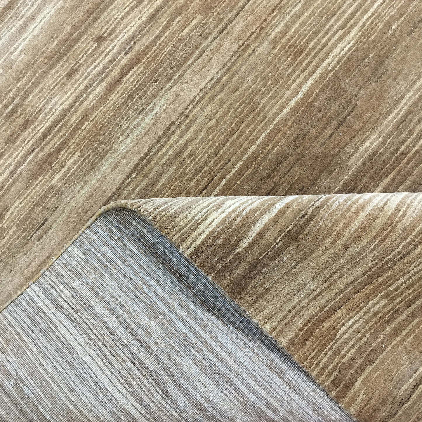 Gold Brown, Silk Wool Regular Modern Textured Handknotted 9.10x14.2Ft 300x431Cms Area Rug