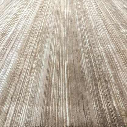 Gold Brown, Silk Wool Regular Modern Textured Handknotted 9.10x14.2Ft 300x431Cms Area Rug