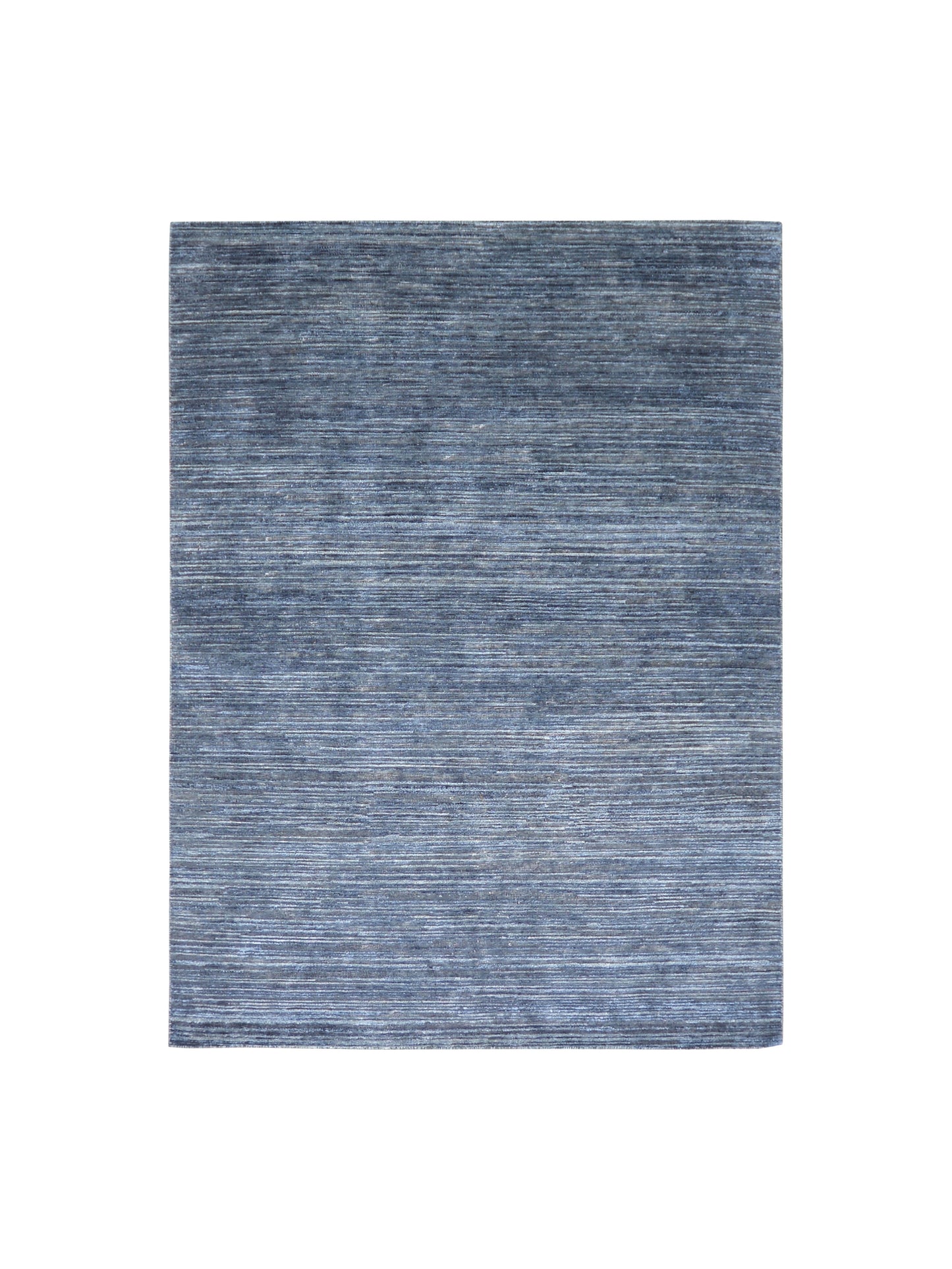 Blue Grey, Silk Wool Oxidized Modern Plain Handknotted 5.0x6.11Ft 152x212Cms Area Rug