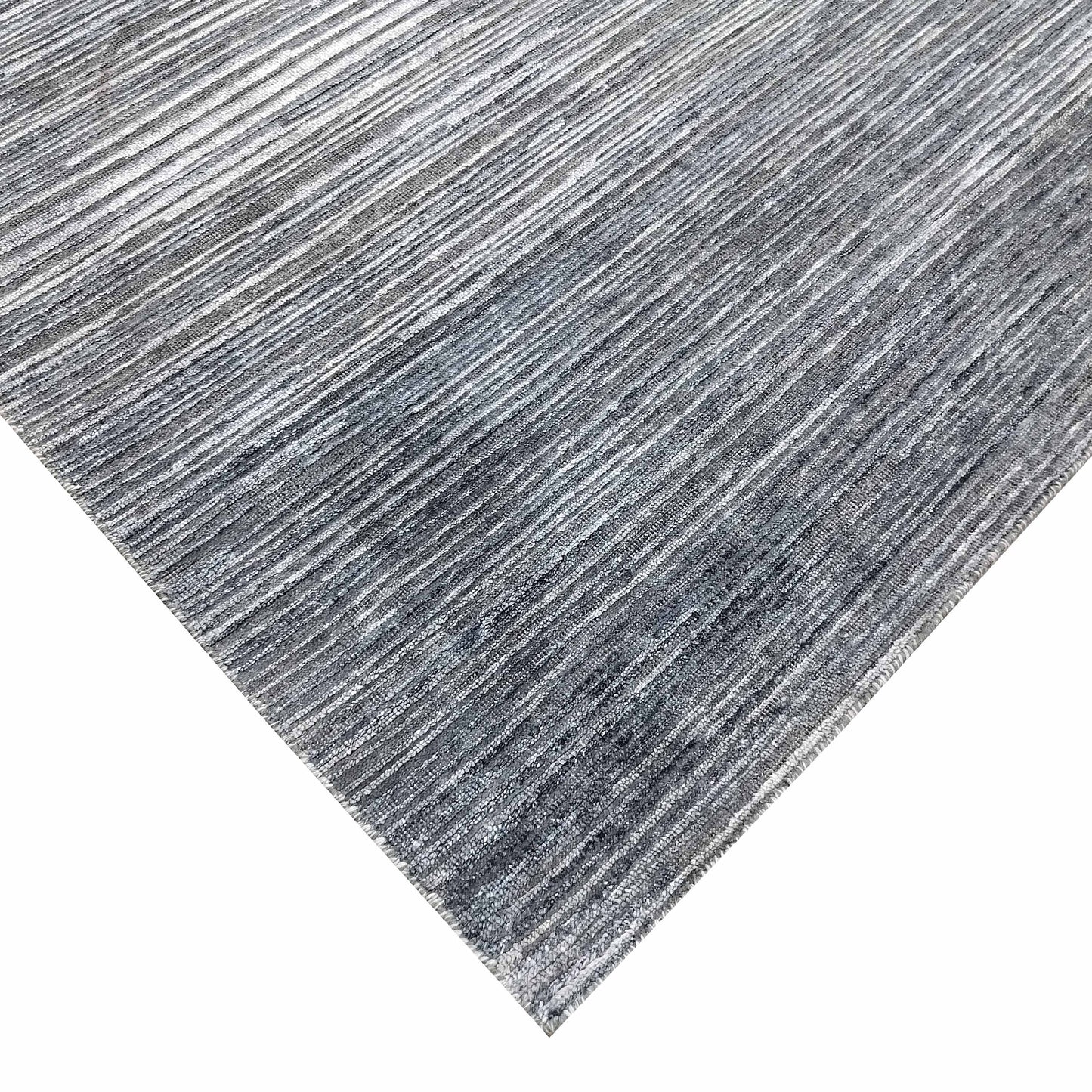 Blue Grey, Silk Wool Oxidized Modern Plain Handknotted 5.0x6.11Ft 152x212Cms Area Rug